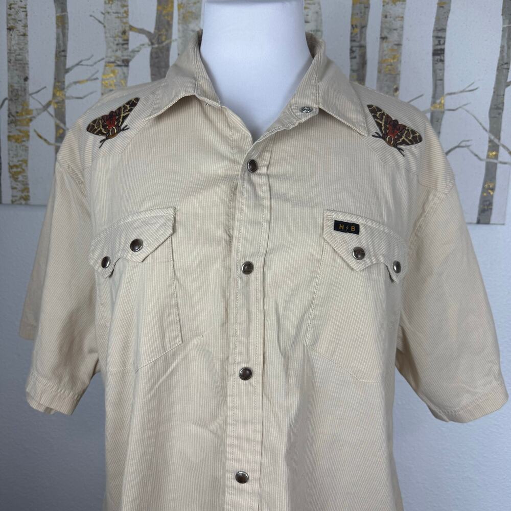 Howler Bros Crosscut Deluxe Short Sleeve Shirt Nocturnal Insects Tiger Moth L - Picture 3 of 7
